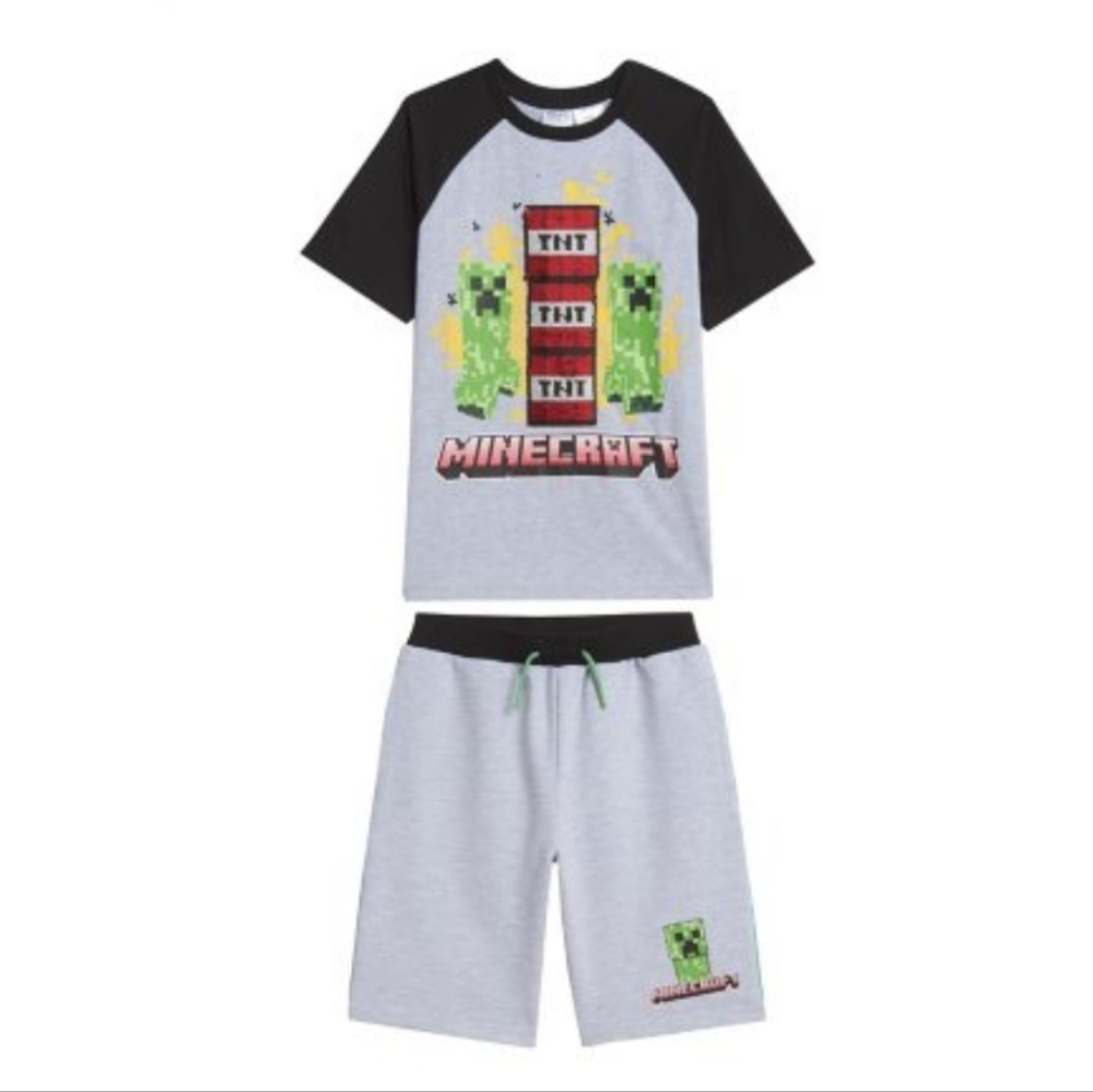 Minecraft Boy's 2 Piece Short Sleeve T-Shirt & Shorts Playwear Set